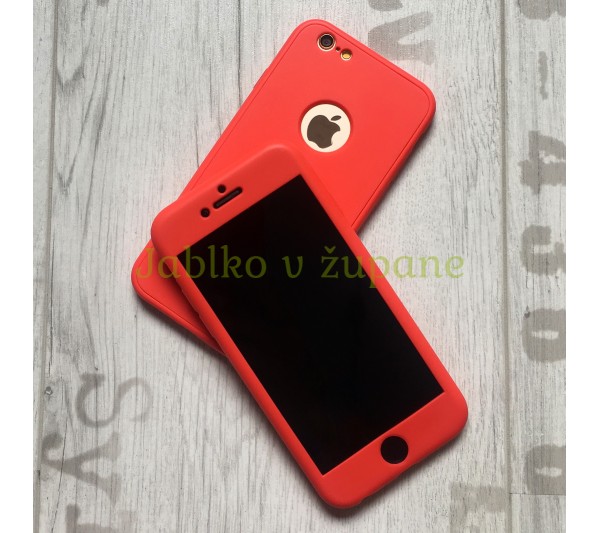 360° kryt silikónový iPhone 6/6S - červený